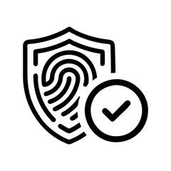 Secure Shield and Fingerprint Authentication Vector Icon