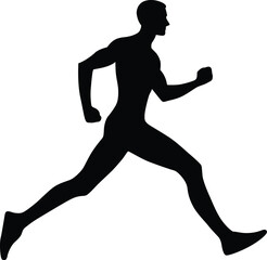 Silhouette Running/Sprinting Vector Illustration Transparent Background