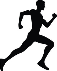 Silhouette Running/Sprinting Vector Illustration Transparent Background