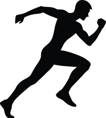 Silhouette Running/Sprinting Vector Illustration Transparent Background