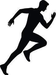 Silhouette Running/Sprinting Vector Illustration Transparent Background