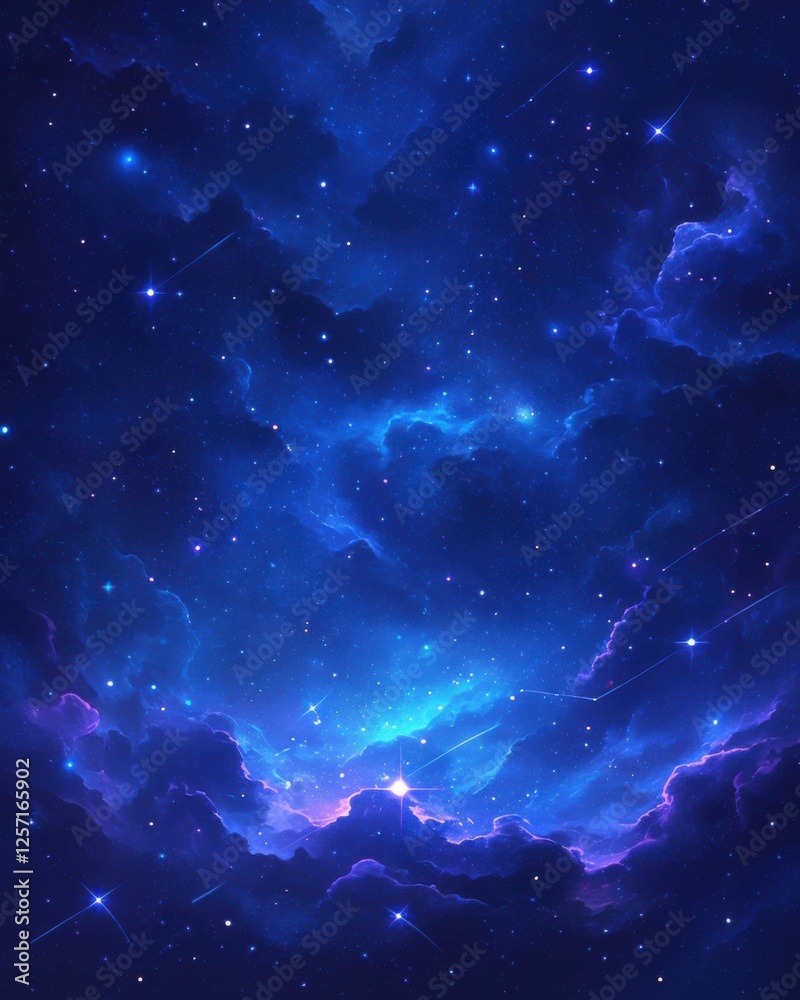 Wall mural abstract cosmic nebula clouds background with cosmic nebula clouds and interstellar color gradients.