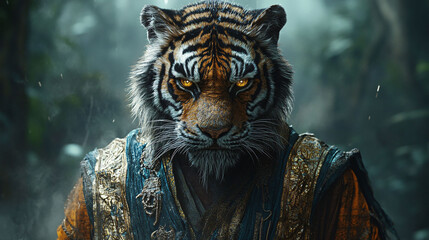 Majestic Tiger Warrior in Ancient Garb