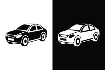 Sleek Car Icon. Editable Silhouette Vector Design