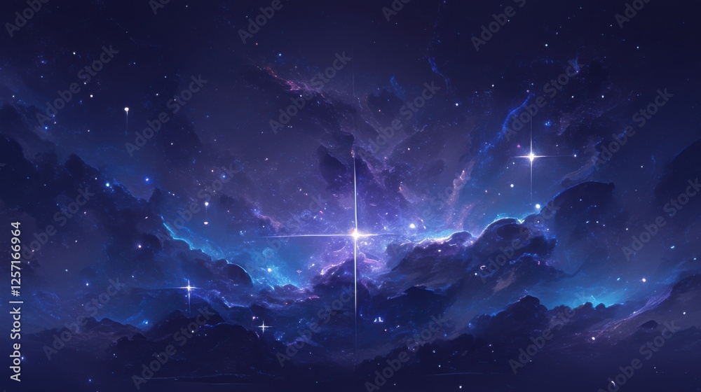 Wall mural abstract cosmic nebula texture background with cosmic nebula texture and swirling star clusters. emp