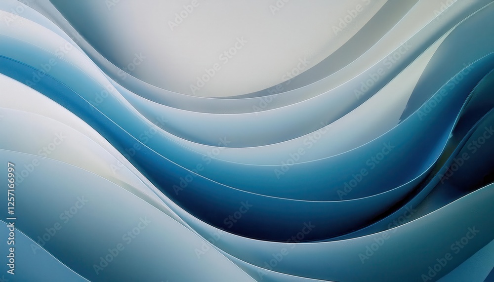 Poster soft flowing abstract blue curves for minimalist modern backgrounds or elegant design concepts in digital media