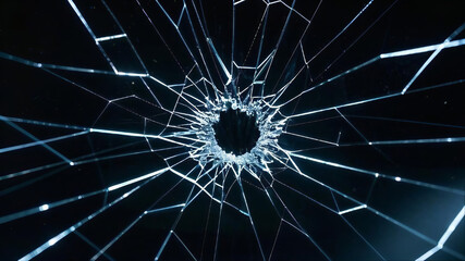 Obraz premium Futuristic broken glass sphere with glowing fractal patterns