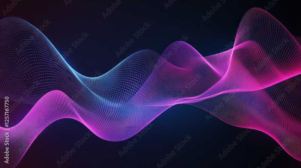 Poster Abstract neon colored waves create flowing dynamic design element