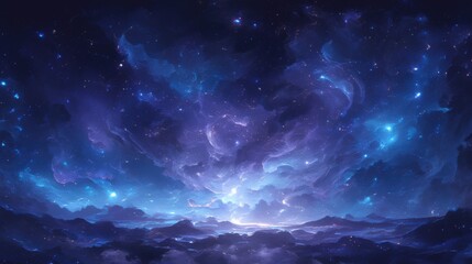 Abstract cosmic nebula with vibrant colors. Set against a starry space background. Emphasizing the beauty and mystery of space. Ideal for sci-fi and astronomy projects.