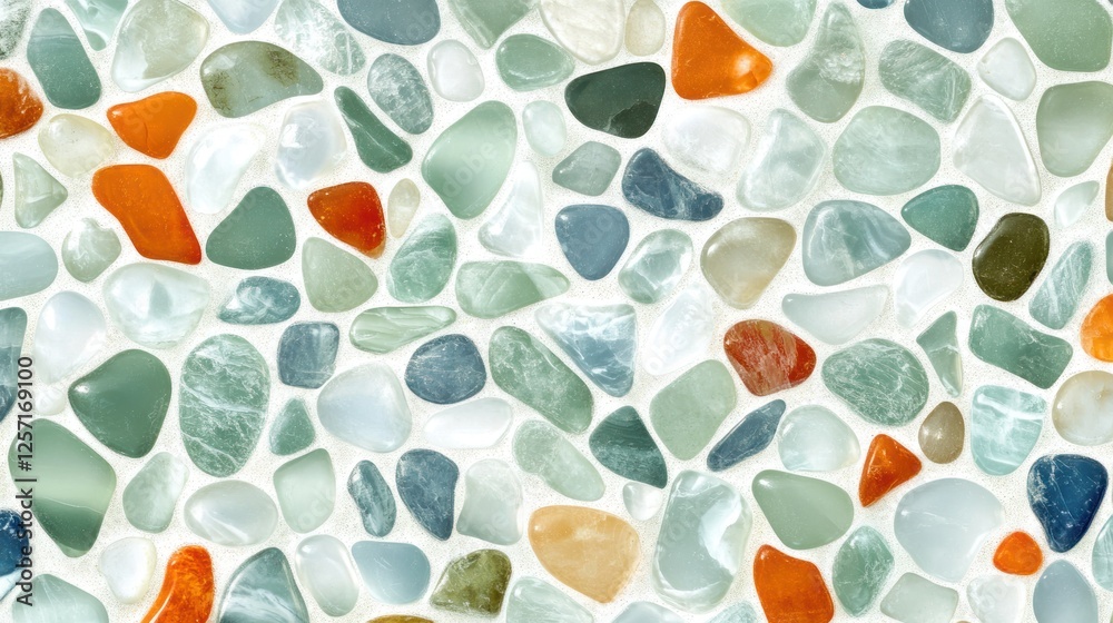 Poster Multicolored smooth pebbles create an interesting texture and pattern
