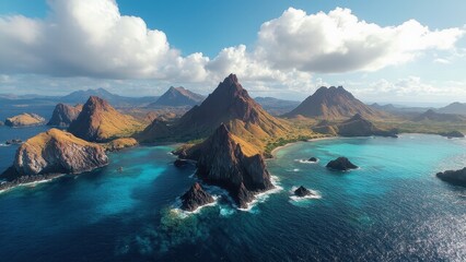 Obraz premium bird’s-eye view of the sea and rocky coastline