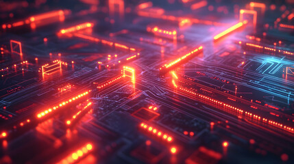 Obraz premium 3D Illustration - Circuit Board Technology Data Transfer