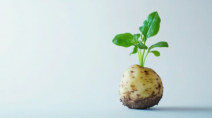 Fresh Young Potato with Green Sprouts Isolated on White Background