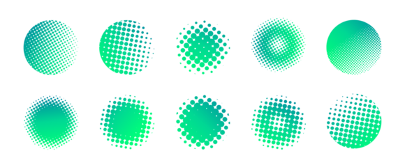 青緑のドットグラデーション　水玉　ハーフトーン　アメコミ　スクリーントーン　パターンセット