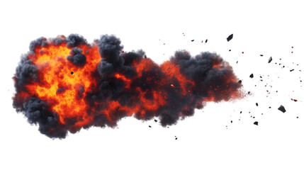 Fiery Explosion Smoke and Debris Dark Background,