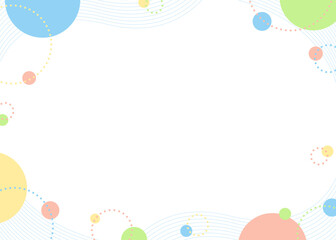 曲線と円形オブジェクトの背景フレーム、ポップなデザイン