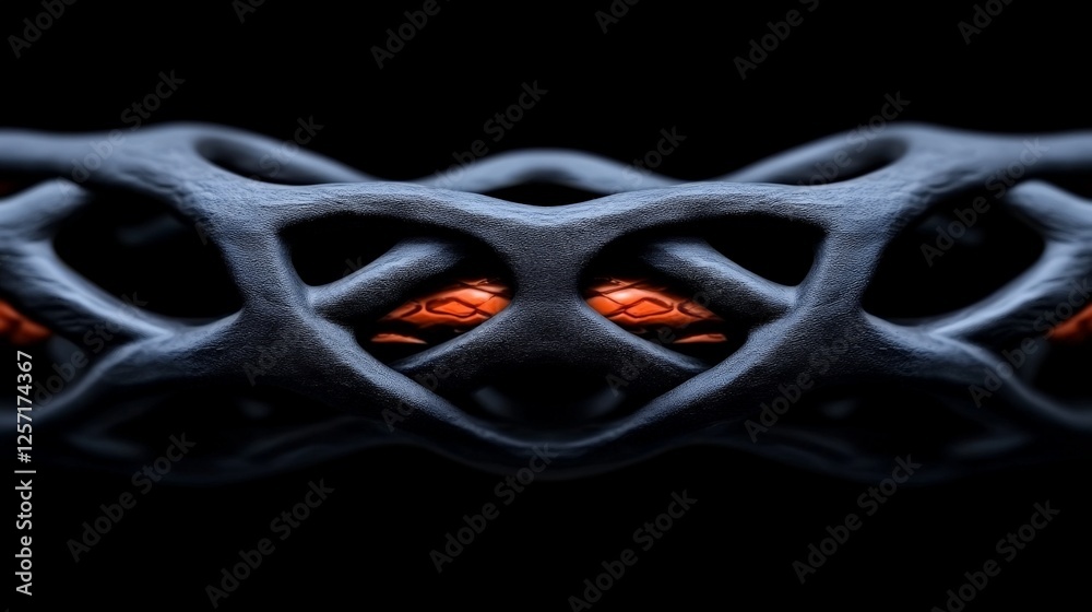 Fototapete abstract 3d rendering of organic structure with orange accent color
