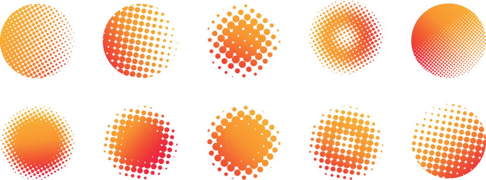 赤黄色のドットグラデーション　水玉　ハーフトーン　アメコミ　スクリーントーン　パターンセット