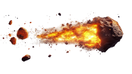 Fiery Asteroid Breaking Apart Space Rock Debris Explosion,