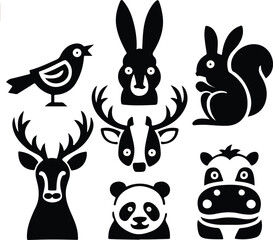 set of funny rabbits