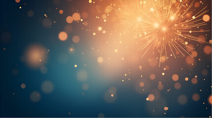 Obraz premium Golden Fireworks and Dreamy Bokeh on a Deep Blue Background
