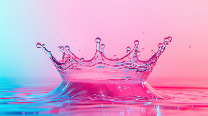 vibrant water splash creates crown shape, showcasing dynamic movement and color