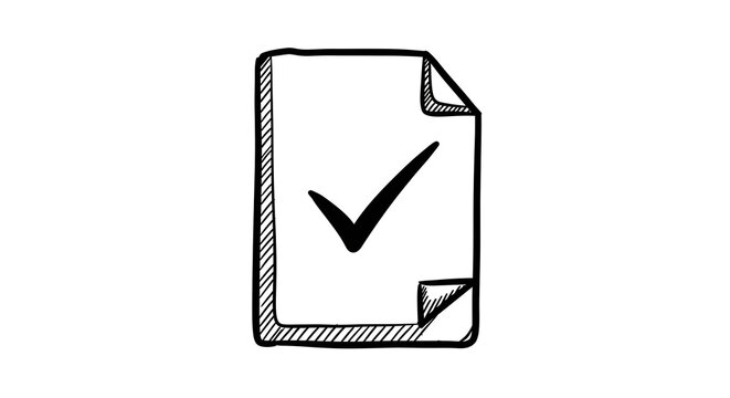 recommend clip art: Checkmark on Document Hand Drawn Illustration for Approval Concept