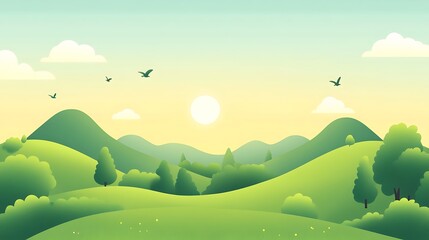 Obraz premium Serene Green Hillscape Under a Sunny Sky