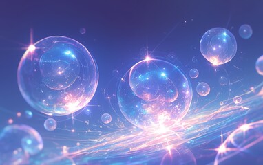 Abstract cosmic glowing orbs background. Featuring cosmic glowing orbs with bright colors. Emphasizing depth and luminous points. Ideal for space and artistic themes.