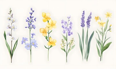 Obraz premium spring flowers on white background, Generative AI
