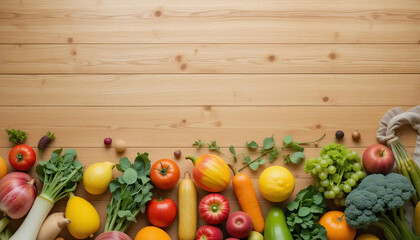 Fresh vegetables on wooden table