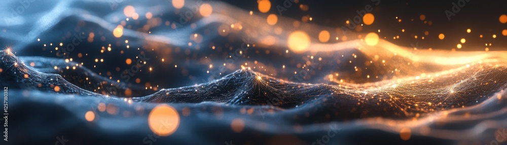 Aufkleber abstract landscape with glowing dots and connected lines