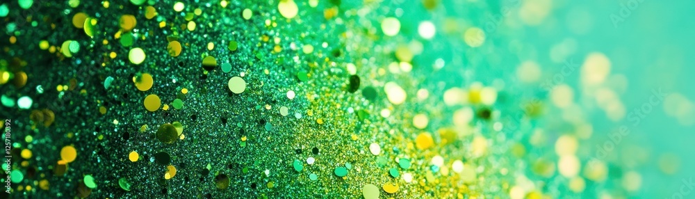 Poster green and gold glitter sparkles create a dreamy abstract pattern