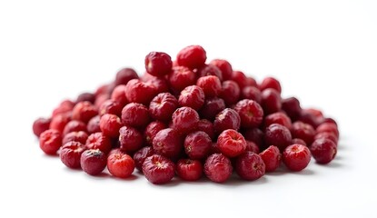 Pile of dried cranberries isolated on a white background for a fresh and nutritious look
