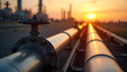 Industrial infrastructure with multiple pipelines and valves for district heating