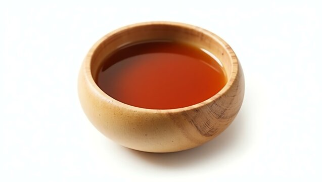 tamari placed in a rustic wooden bowl, isolated on a pure white background with a precise clipping path