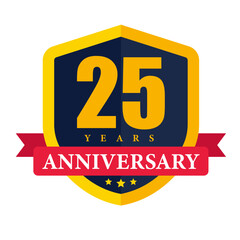 25 years anniversary badge flat vector illustration logo icon