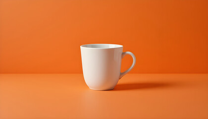 Obraz premium Blank White Mug Against Vibrant Orange Background