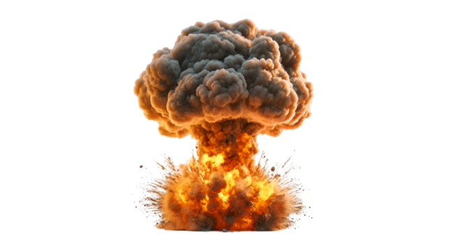 Massive Explosion Fire Smoke Cloud Destruction