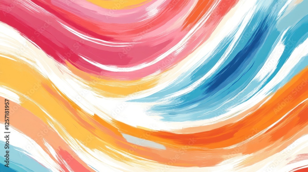 Poster colorful brushstrokes create an abstract and vibrant wave effect