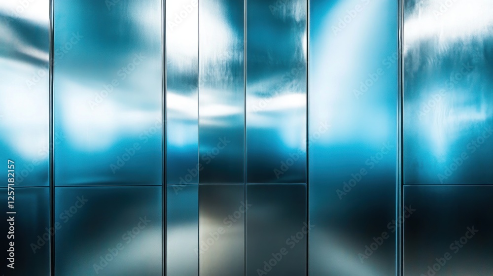 Poster Shiny and reflective metallic panels create an abstract pattern