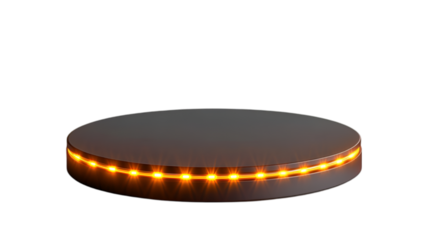 Illuminated Circular Platform Dark Background Product Display Stand,