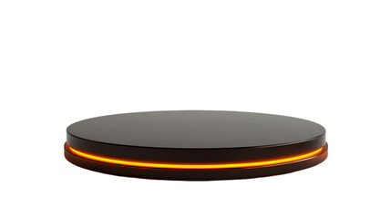 Dark circular platform with orange glowing light product display stand