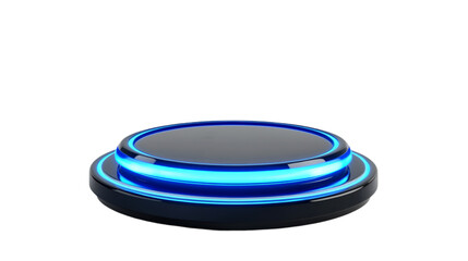 Futuristic glowing blue button sci-fi interface element