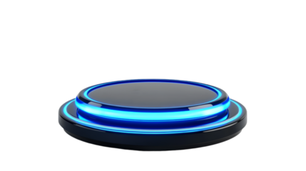 Futuristic glowing blue button sci-fi interface element