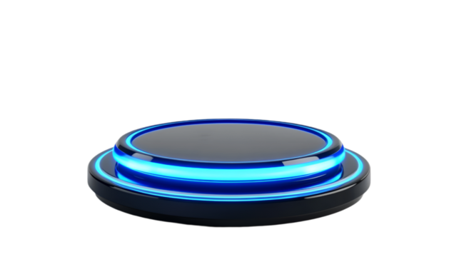Futuristic glowing blue button sci-fi interface element
