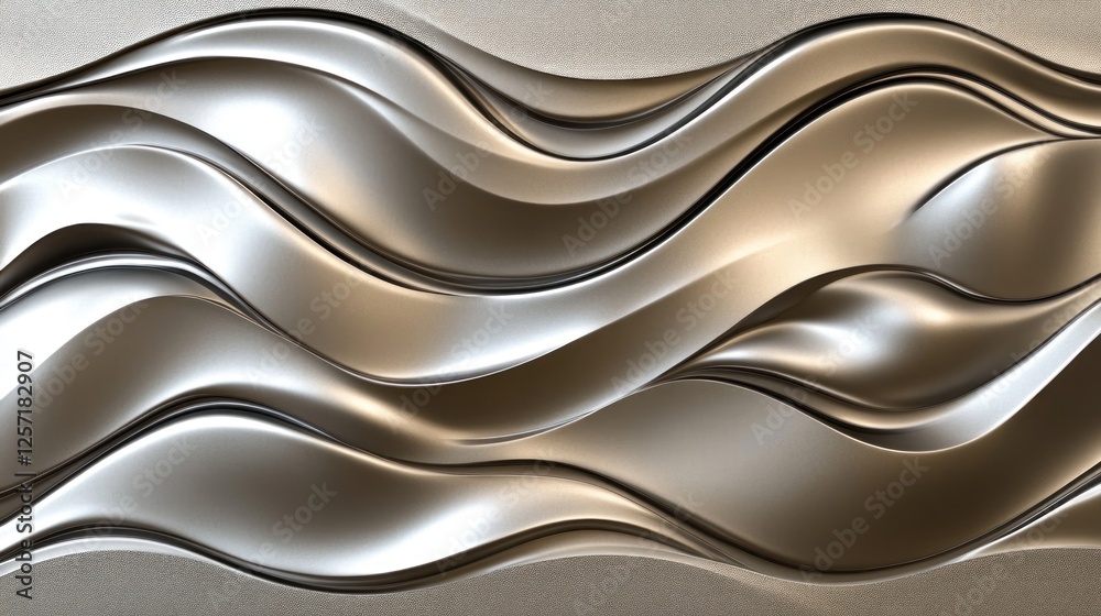 Poster Metallic abstract waves create a visually stunning textural background