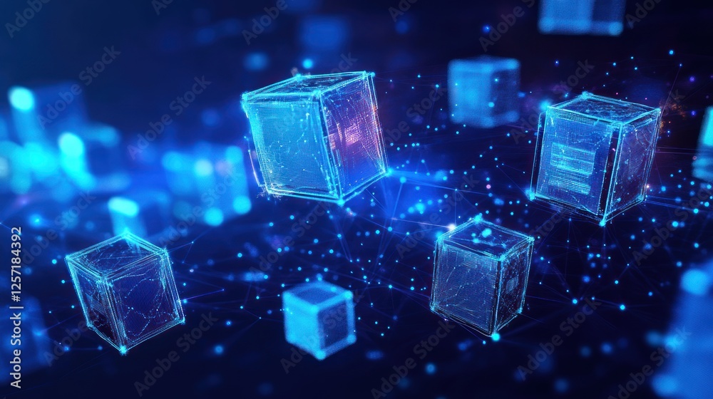 Poster Digital cubes connected by networks in a virtual space
