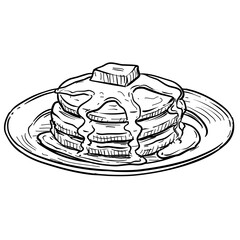 american pancakes handdrawn illustration