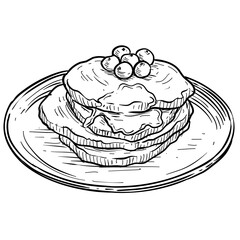 american pancakes handdrawn illustration